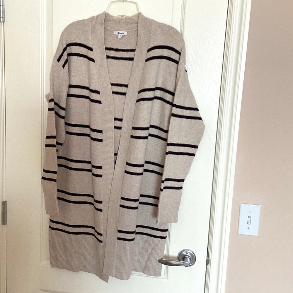 Reitmans Women's Long Open Knit Cardigan Duster Wrap-Over Size M Cotton Blend